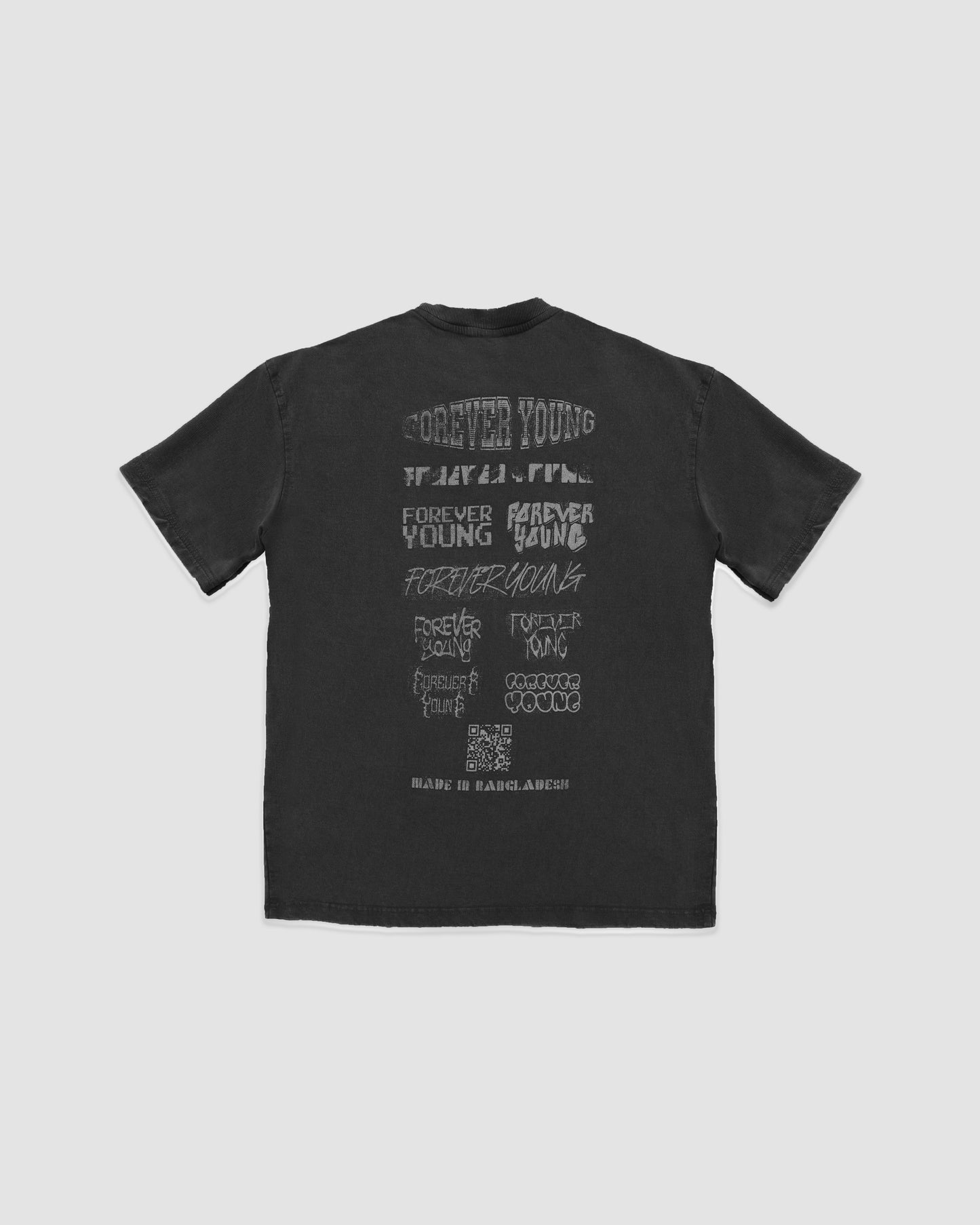 Acid Wash Oversized Drop Shoulder T-Shirt - Mat Black
