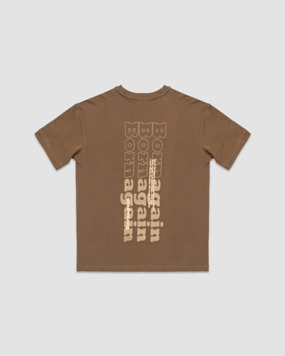 Born Again - Oversized Drop Shoulder T-Shirt - Cafe Brown