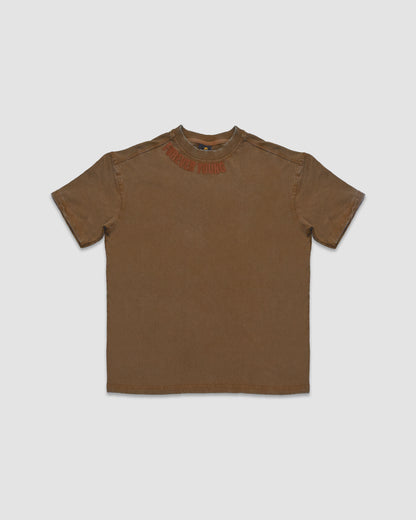 Acid Wash Oversized Drop Shoulder T-Shirt - Brown Bear