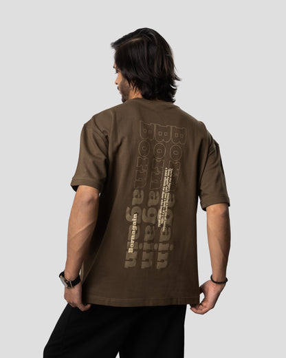 Born Again - Oversized Drop Shoulder T-Shirt - Cafe Brown
