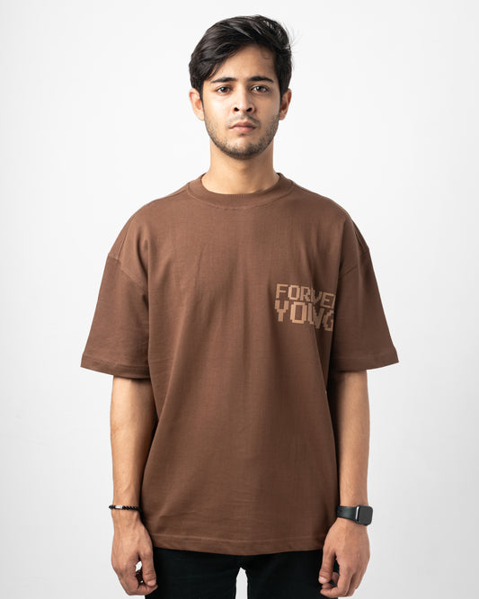 Focus Brown Oversized Dropshoulder T-Shirt