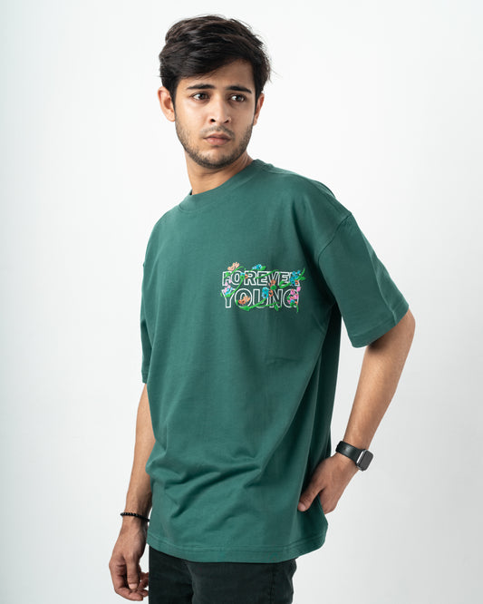 Forever Young Green X QUAD Oversized Dropshoulder T-Shirt