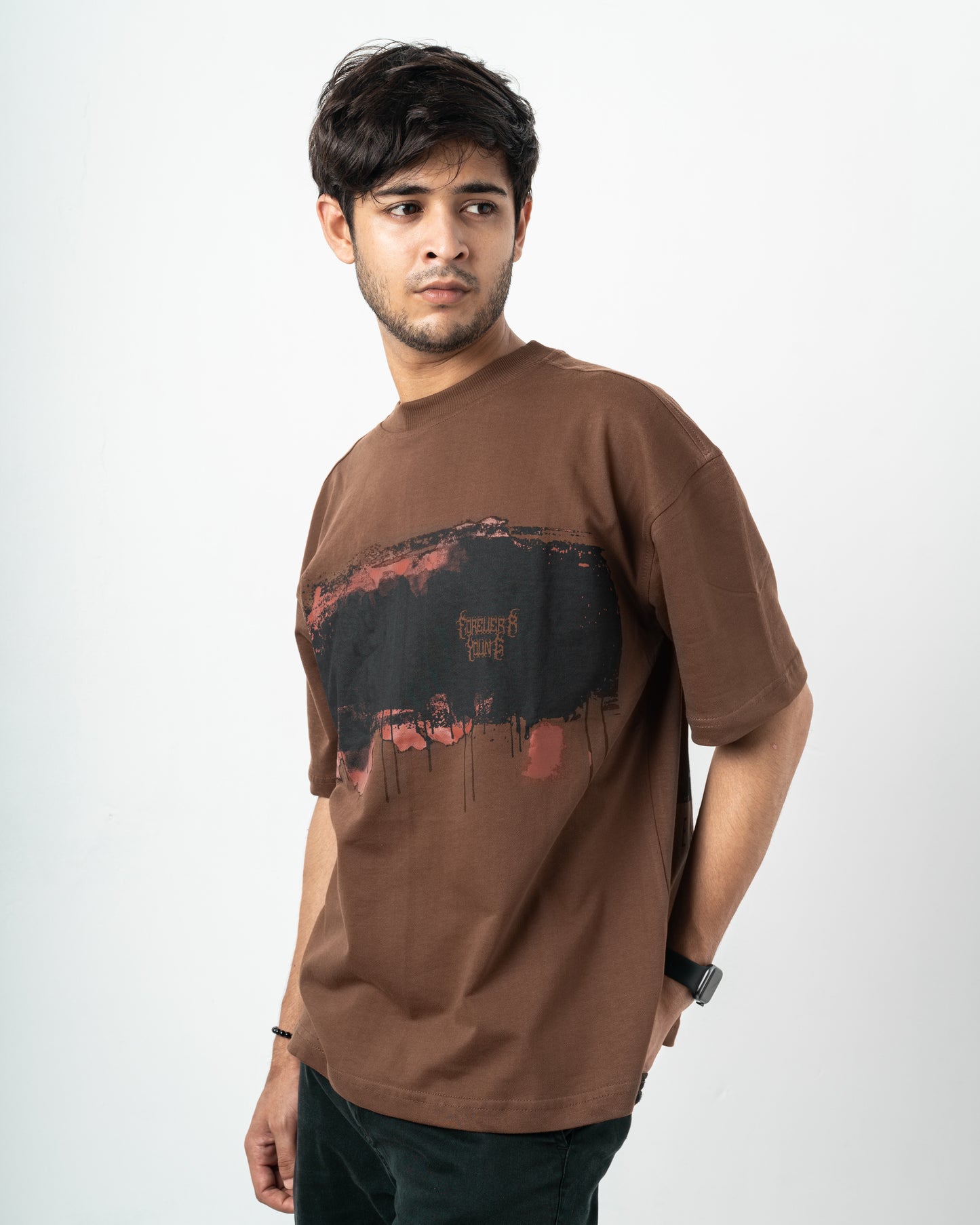 Dare to Win Brown Oversized Dropshoulder T-Shirt