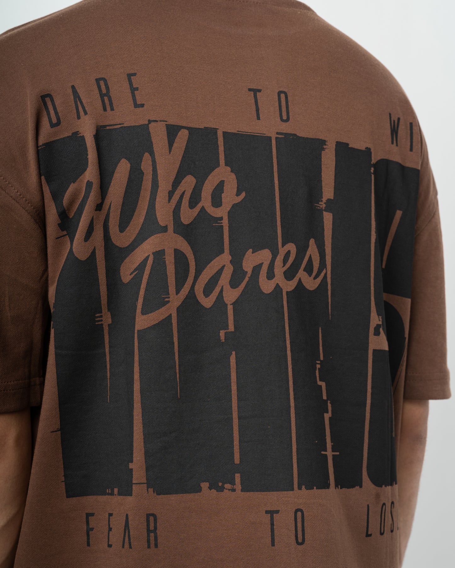 Dare to Win Brown Oversized Dropshoulder T-Shirt