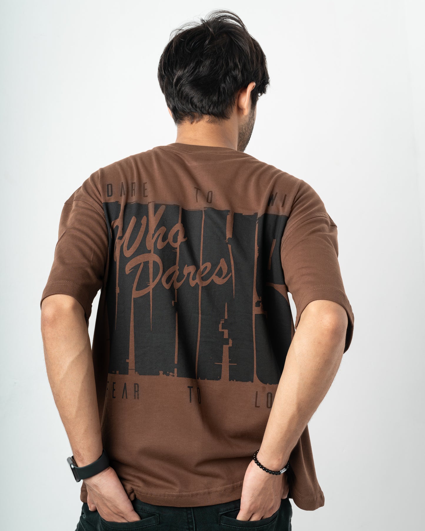 Dare to Win Brown Oversized Dropshoulder T-Shirt