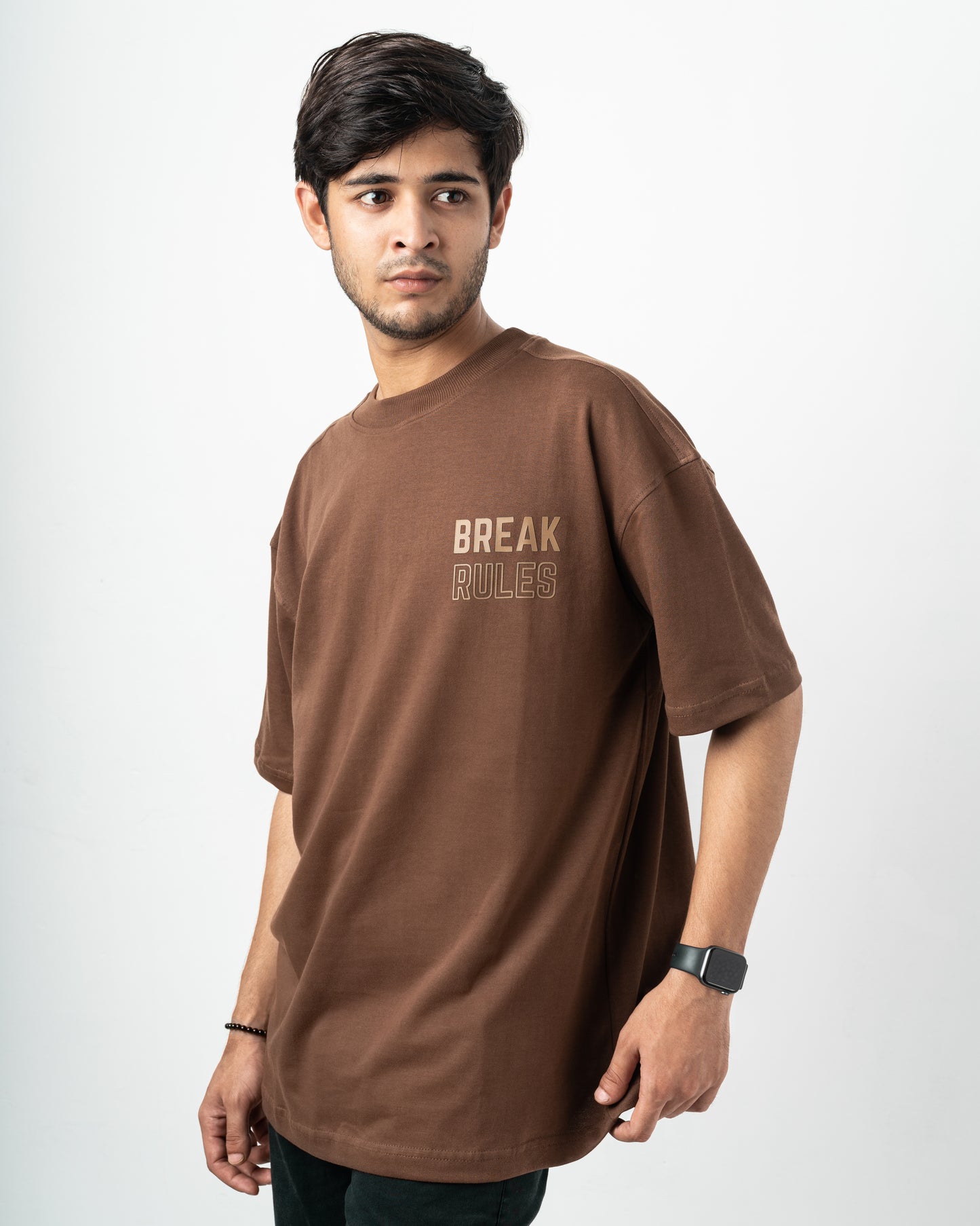 Break Rules Brown Oversized Dropshoulder T-Shirt