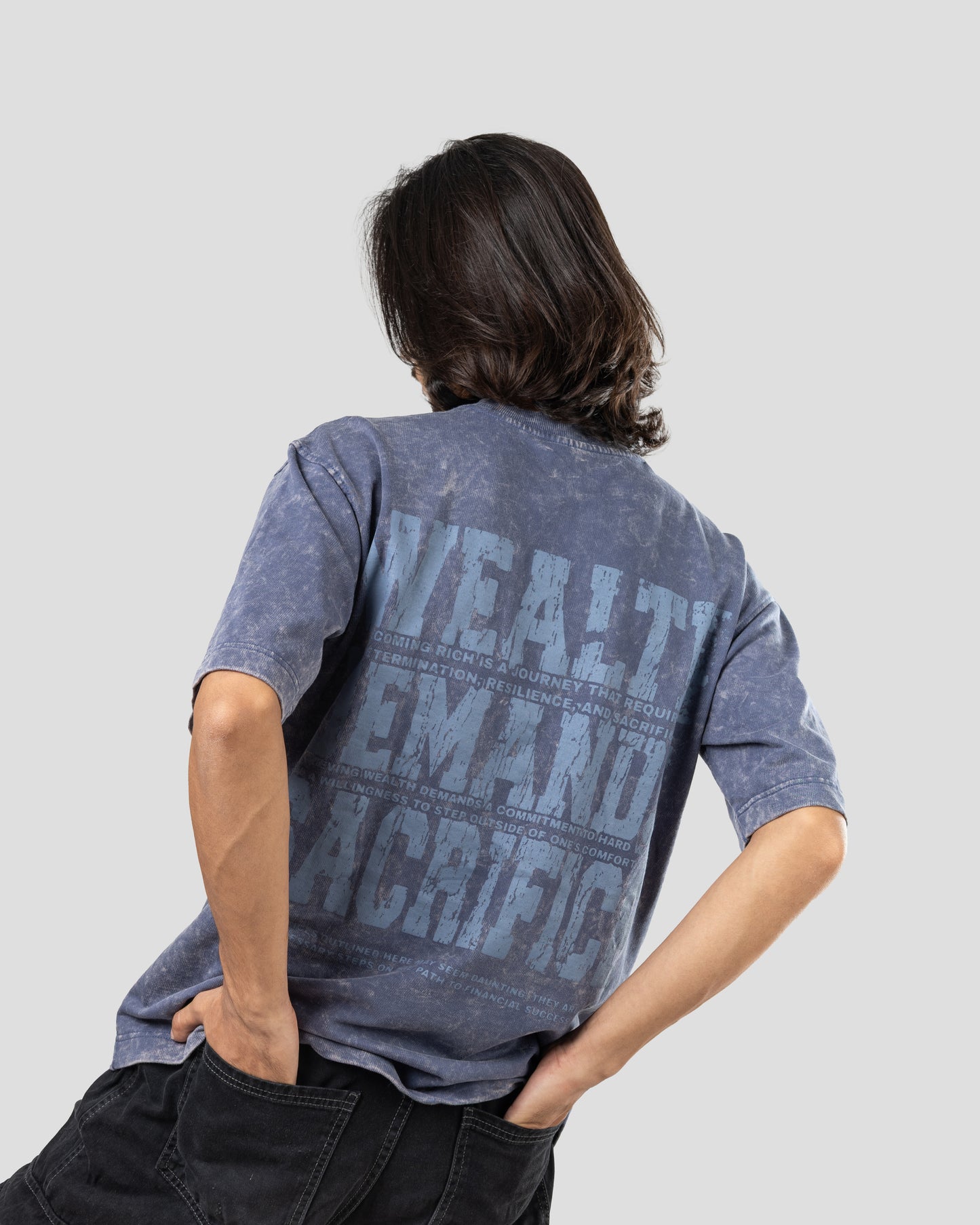 Sacrifice Stone Wash - Boxy T-Shirt - Steal Blue