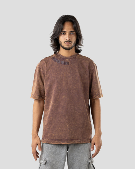 Sacrifice Stone Wash - Boxy T-Shirt - Wood Brown