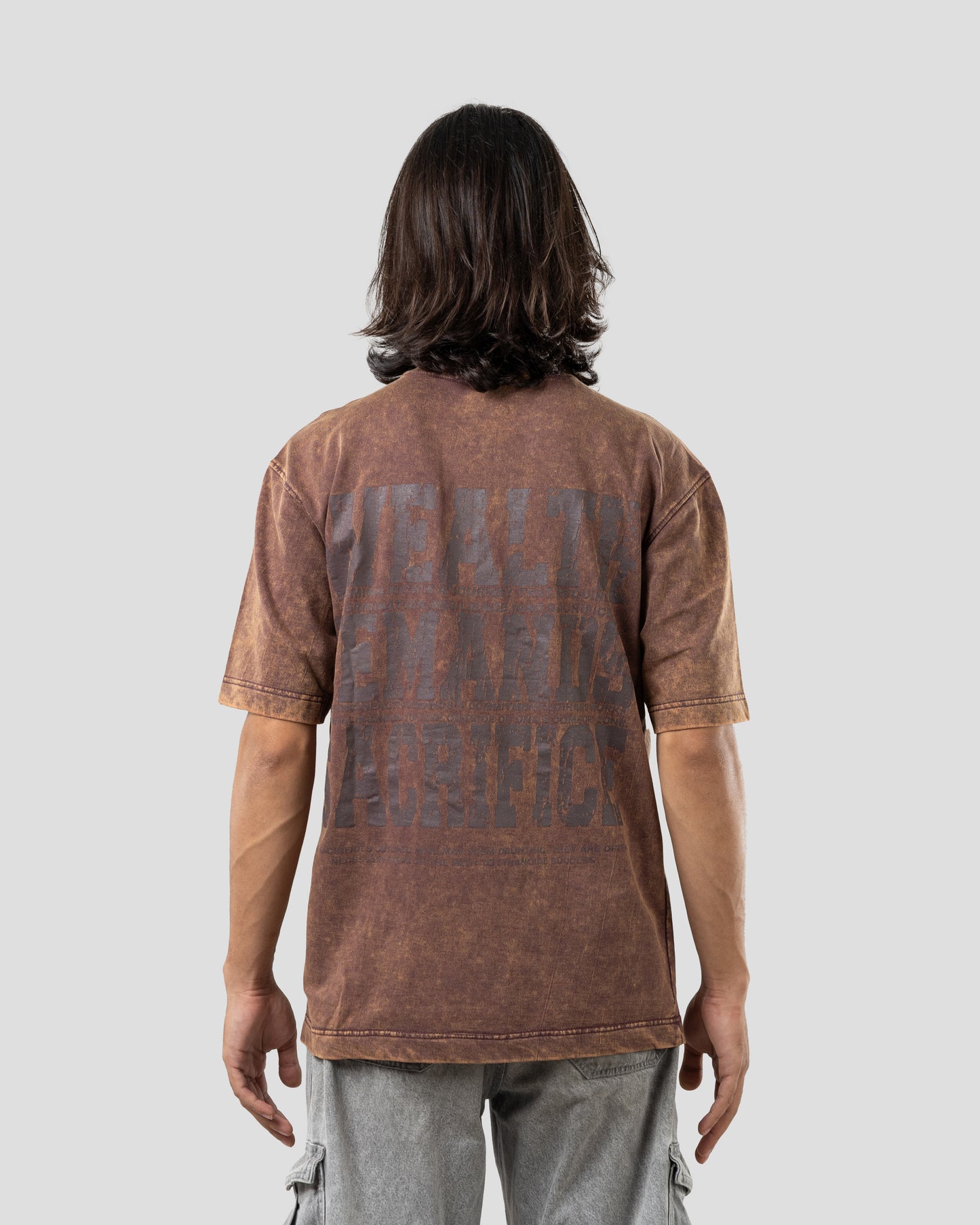Sacrifice Stone Wash - Boxy T-Shirt - Wood Brown