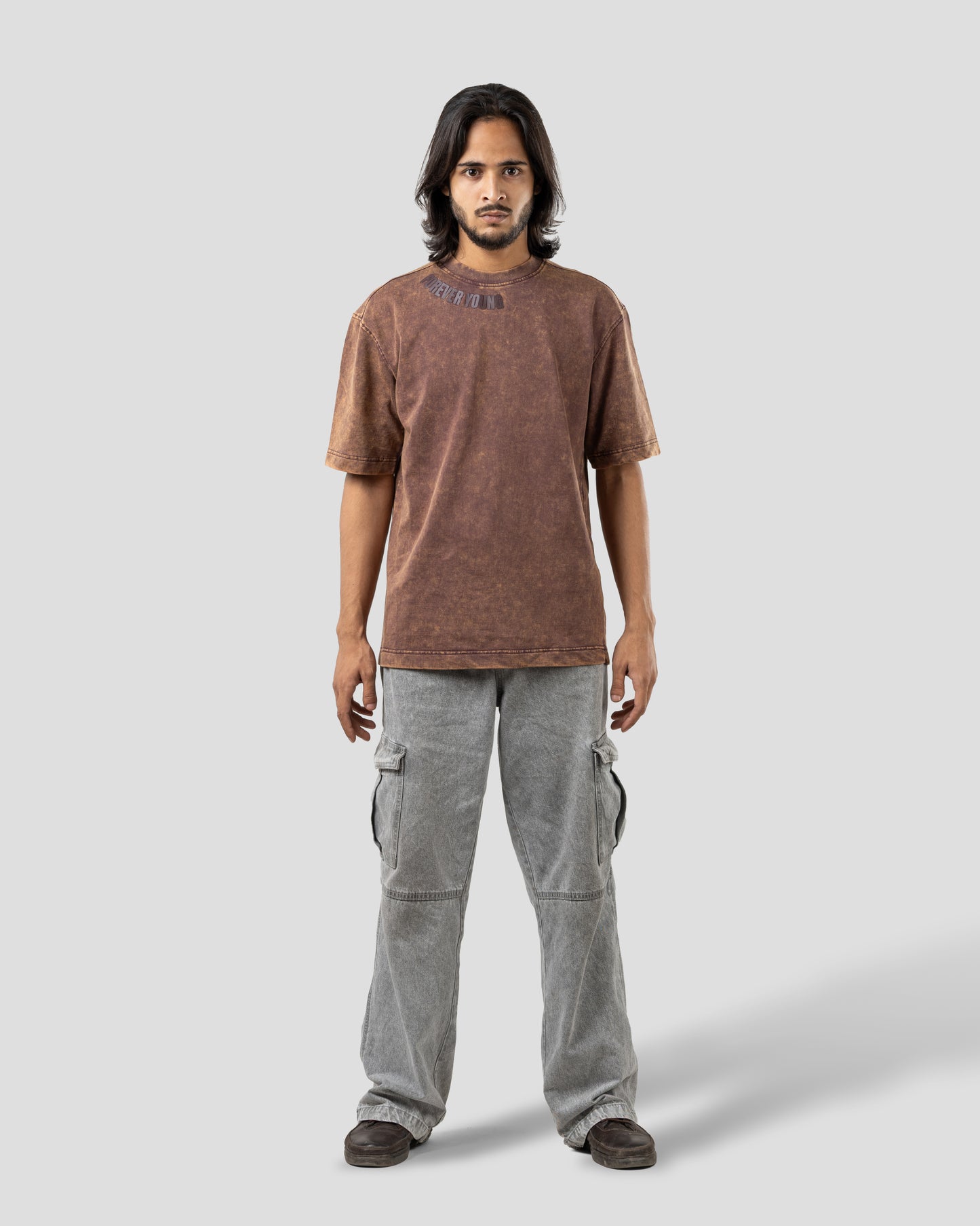 Sacrifice Stone Wash - Boxy T-Shirt - Wood Brown