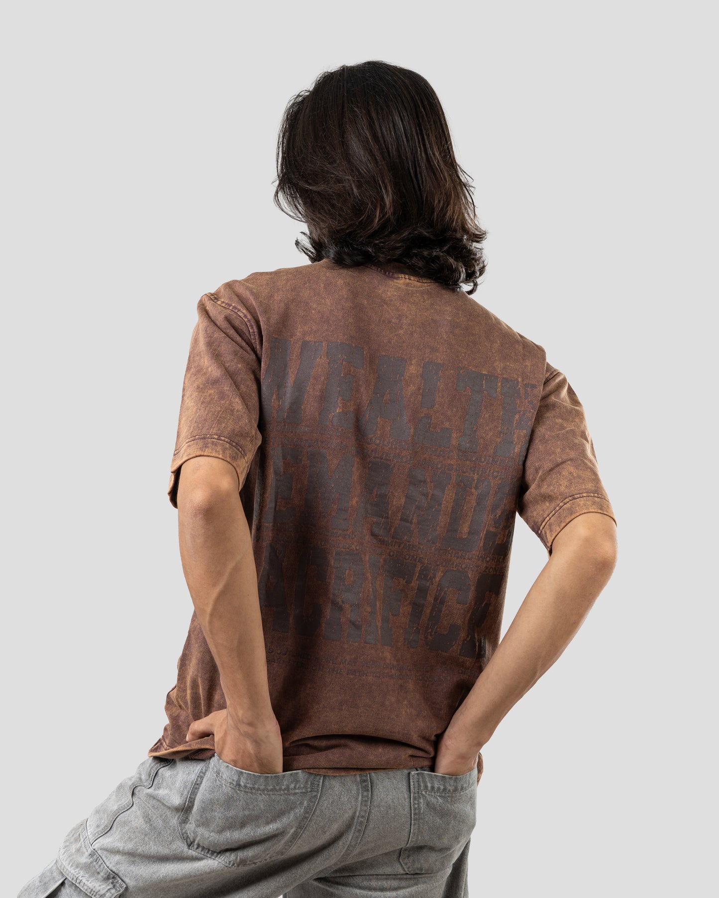 Sacrifice Stone Wash - Boxy T-Shirt - Wood Brown