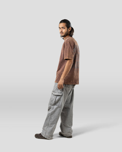 Sacrifice Stone Wash - Boxy T-Shirt - Wood Brown