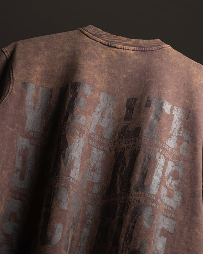 Sacrifice Stone Wash - Boxy T-Shirt - Wood Brown