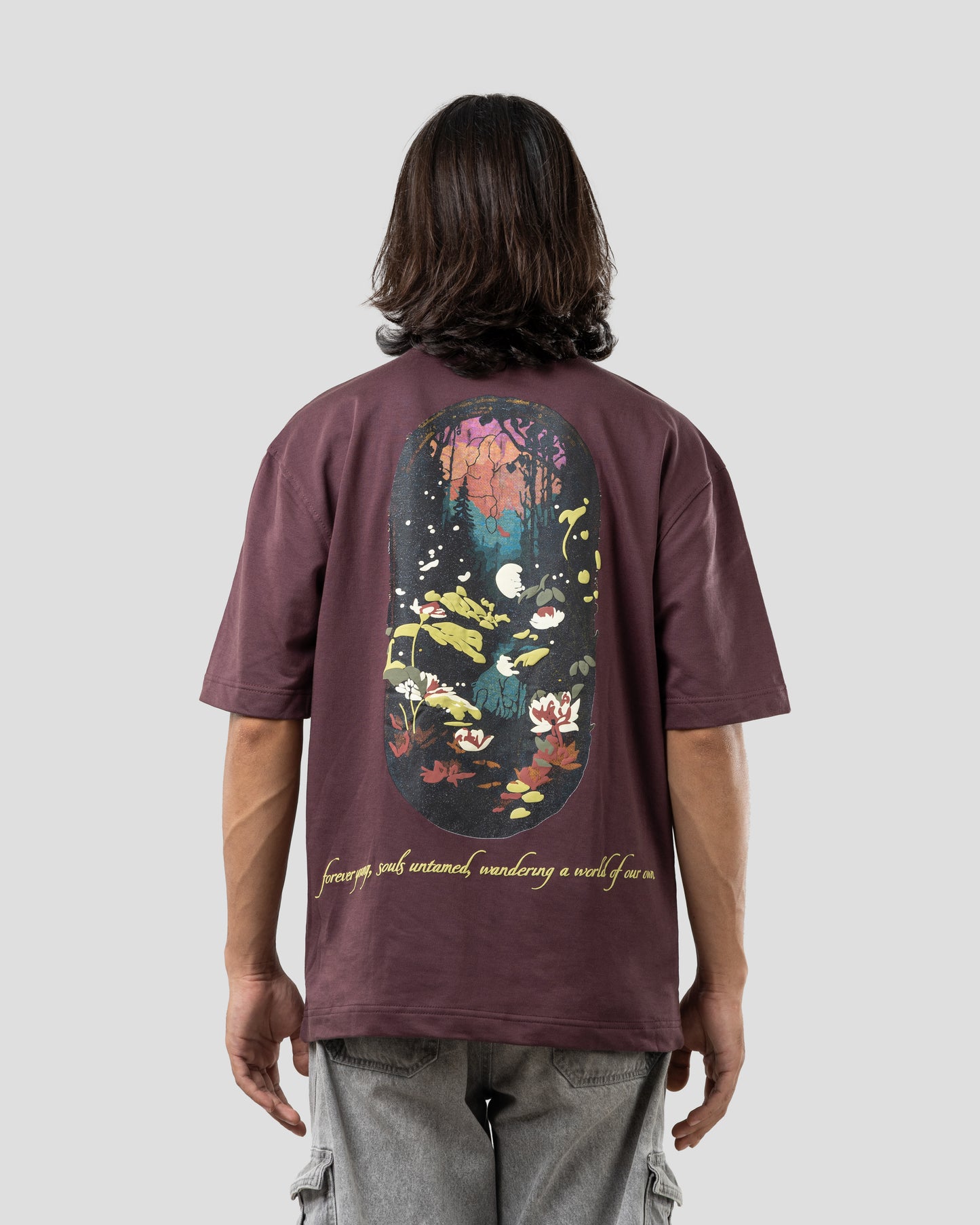 Severed Garden - Oversized Drop Shoulder T-Shirt - Beet Red