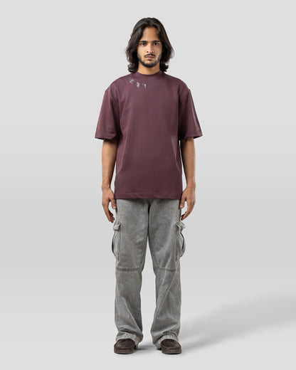 Severed Garden - Oversized Drop Shoulder T-Shirt - Beet Red