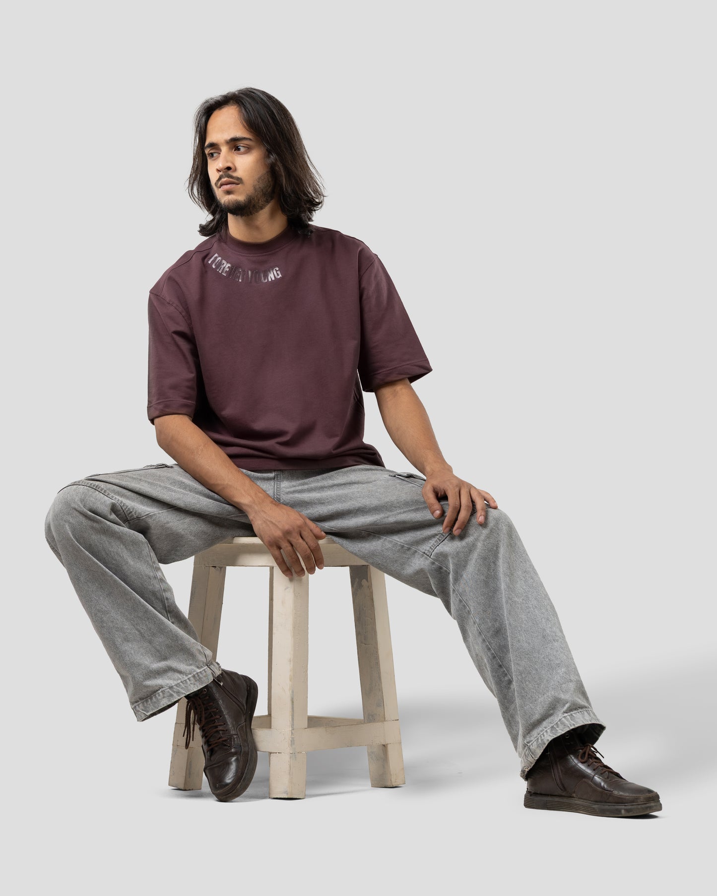 Severed Garden - Oversized Drop Shoulder T-Shirt - Beet Red
