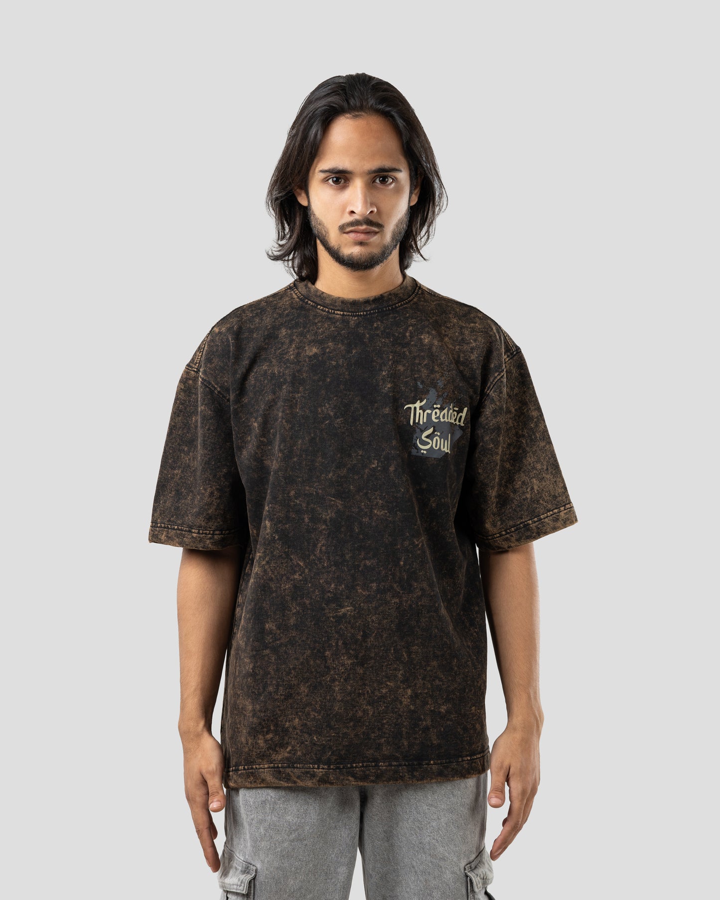 Threaded Soul - Oversized Drop Shoulder T-Shirt - Stone Black