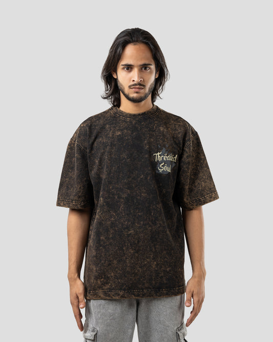 Threaded Soul - Oversized Drop Shoulder T-Shirt - Stone Black