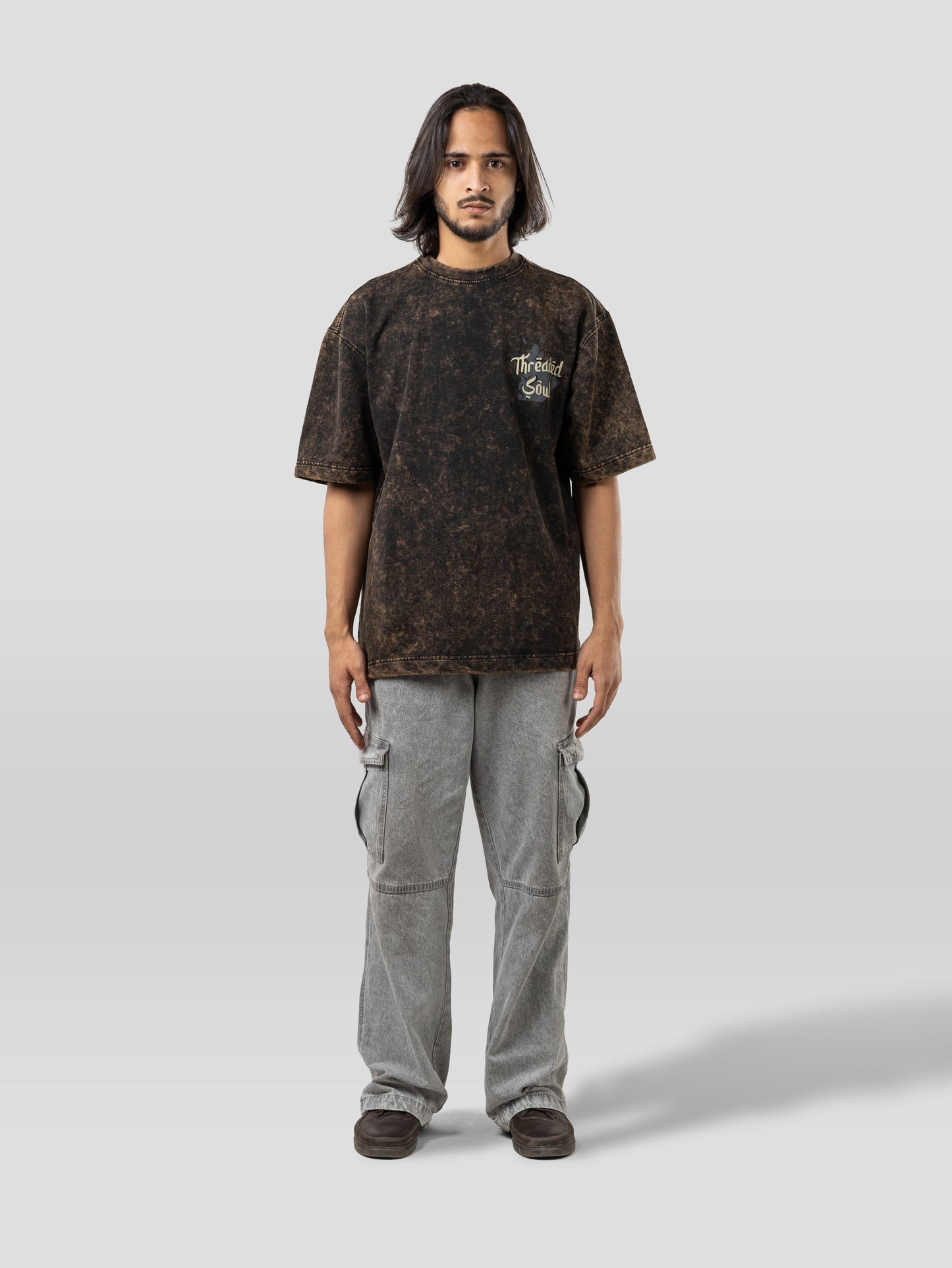 Threaded Soul - Oversized Drop Shoulder T-Shirt - Stone Black