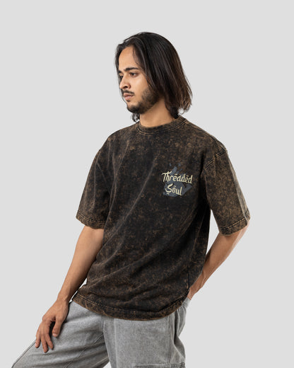 Threaded Soul - Oversized Drop Shoulder T-Shirt - Stone Black