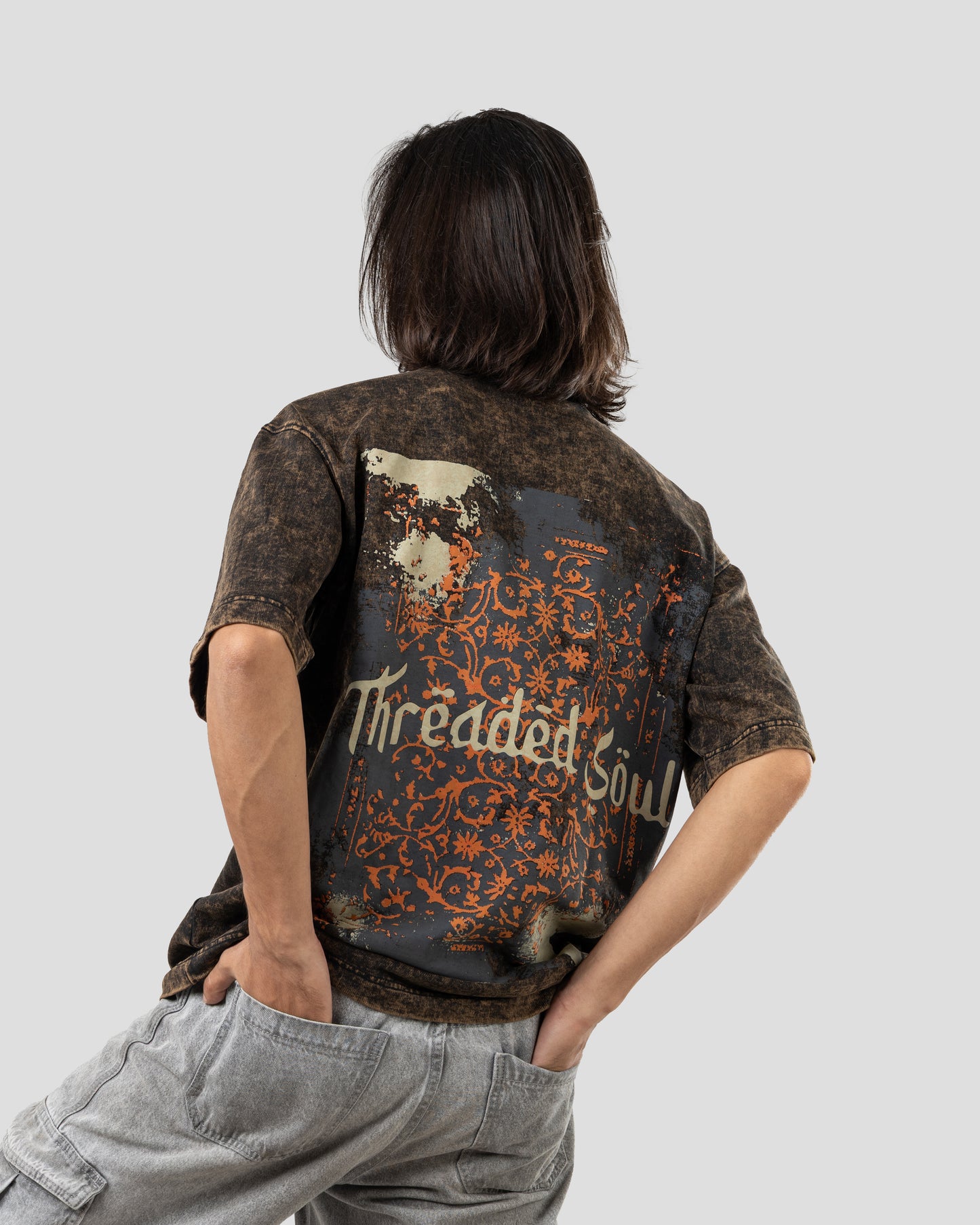Threaded Soul - Oversized Drop Shoulder T-Shirt - Stone Black