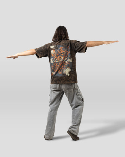Threaded Soul - Oversized Drop Shoulder T-Shirt - Stone Black