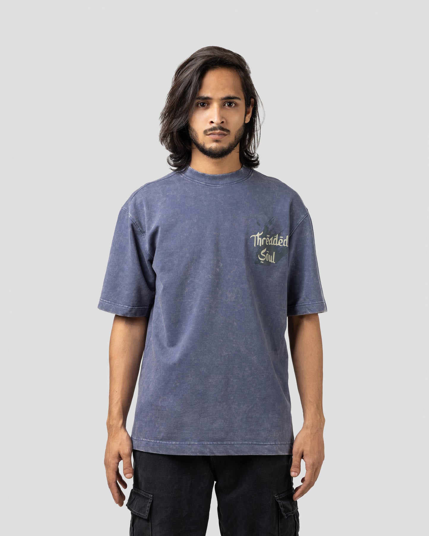 Threaded Soul - Oversized Drop Shoulder T-Shirt - Stone Blue