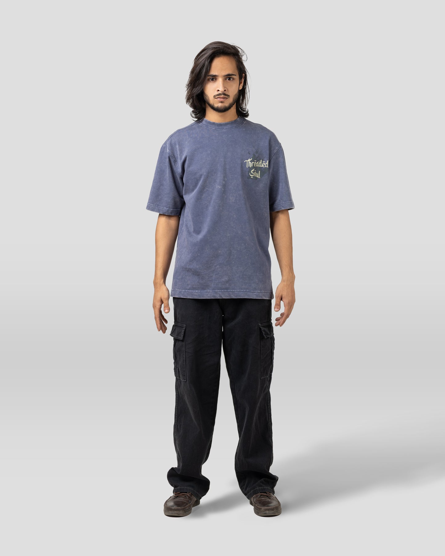 Threaded Soul - Oversized Drop Shoulder T-Shirt - Stone Blue