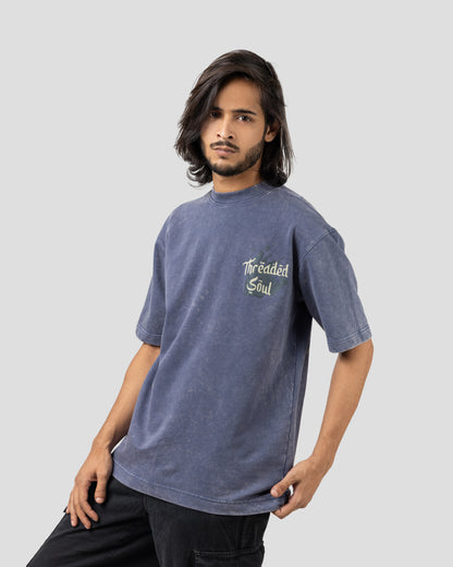 Threaded Soul - Oversized Drop Shoulder T-Shirt - Stone Blue