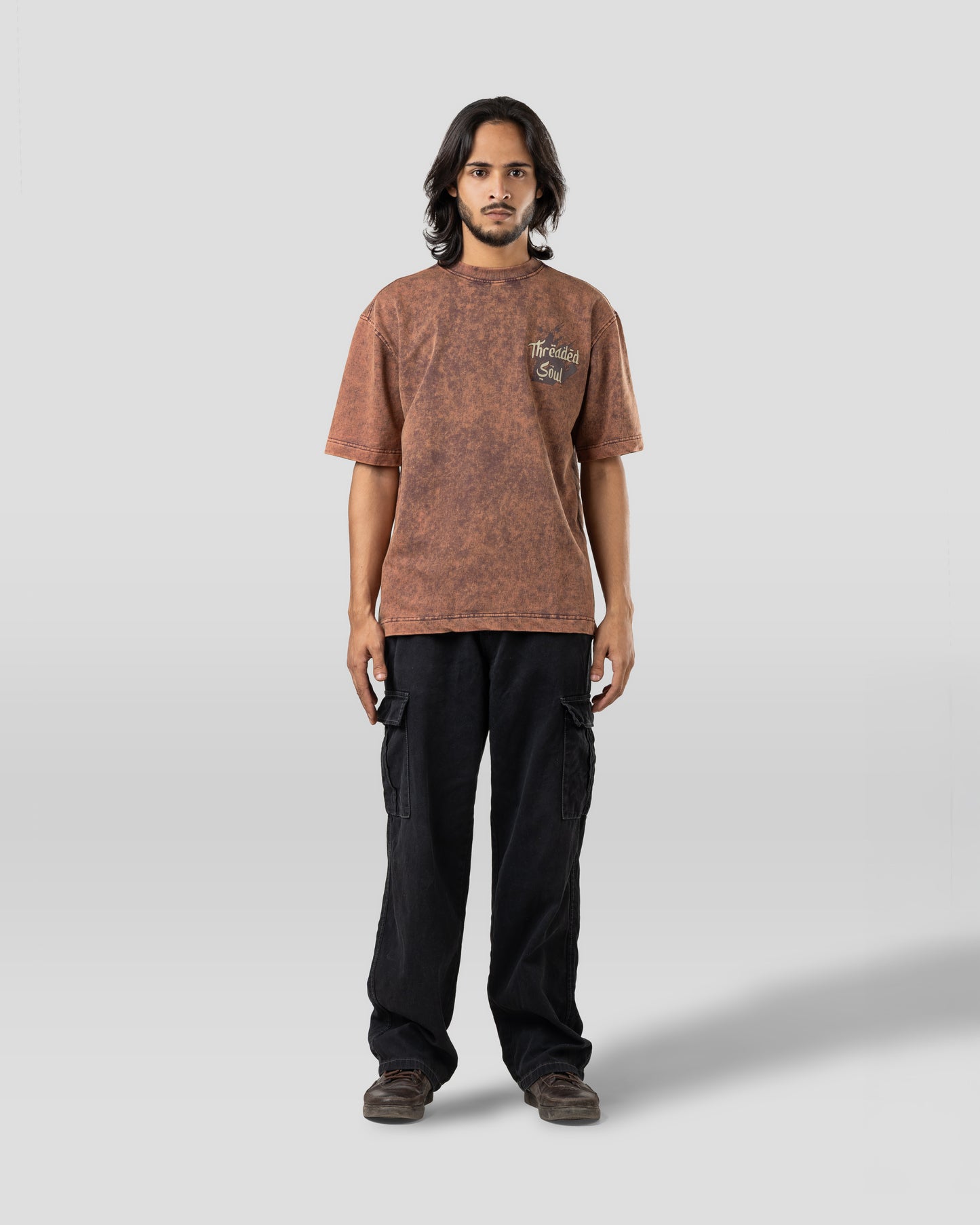 Threaded Soul - Oversized Drop Shoulder T-Shirt - Stone Brown