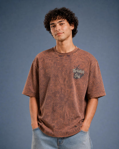 Threaded Soul - Oversized Drop Shoulder T-Shirt - Stone Brown