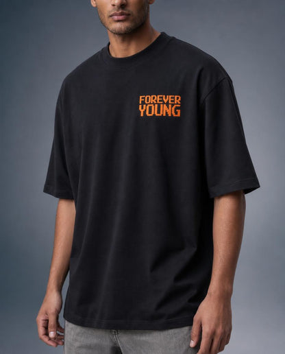 Forever Young Ember Orange Minimal Oversized T-Shirt